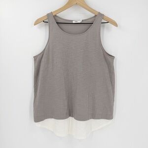 Vince 100% Cotton Two Tone Gray Tank Top M Minimalist Modern Basic Layer